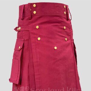 Red Modern Utility Kilt - The Scotland Kilt Collection - New